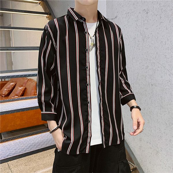 striped mens casual shirts summer 3/4 sleeve men shirts lapel neck plus size man clothing 4xl, White;black
striped mens casual shirts summer 3/4 sleeve men shirts lapel neck plus size man clothing 4xl, White;black
