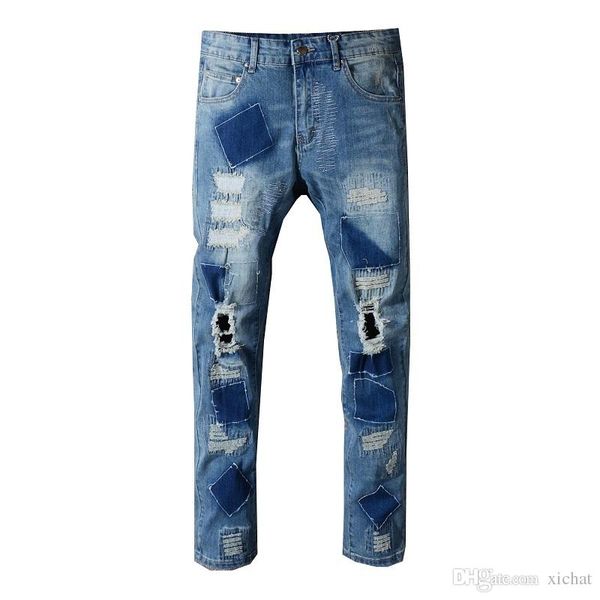 mens ripped embroidery skinny jeans fashion designer distressed slim fit motorcycle biker hole beggar hip hop denim pants 518, Blue
mens ripped embroidery skinny jeans fashion designer distressed slim fit motorcycle biker hole beggar hip hop denim pants 518, Blue