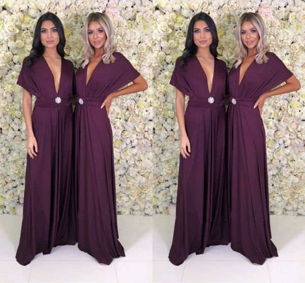 grape short sleeves deep v neck long party dresses sheath floor length long bridesmaid dress formal party evening gowns, Black
grape short sleeves deep v neck long party dresses sheath floor length long bridesmaid dress formal party evening gowns, Black