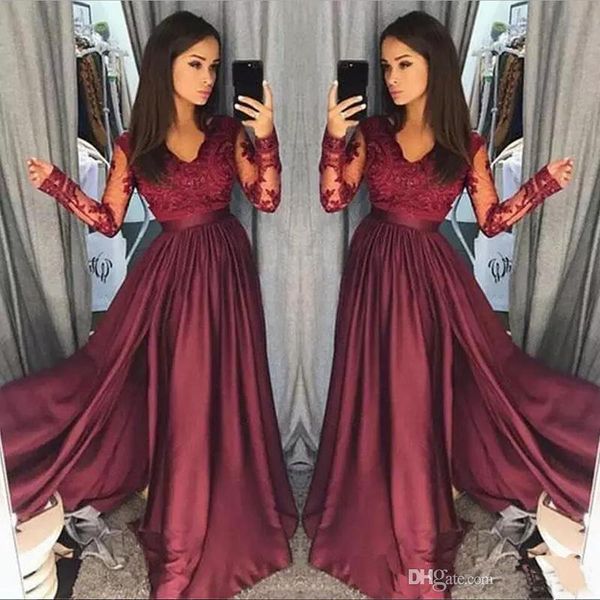 elegant v neck lace applique prom dresses with sheer long sleeves a line formal party dress floor length evening gowns custom made, Black
elegant v neck lace applique prom dresses with sheer long sleeves a line formal party dress floor length evening gowns custom made, Black
