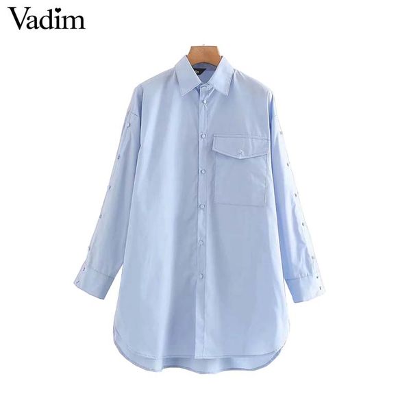 vadim women fashion loose long blouses pockets long sleeve button decorate irregular design female oversized blusas lb663, White
vadim women fashion loose long blouses pockets long sleeve button decorate irregular design female oversized blusas lb663, White