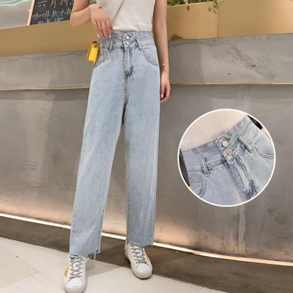 high-waisted jeans with the same style women loose summer straight leg wide legs feel drag daddy pants, Blue
high-waisted jeans with the same style women loose summer straight leg wide legs feel drag daddy pants, Blue