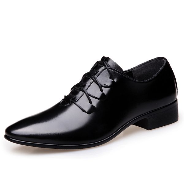 

2019 men's business dress shoes england low to help casual shoes pointed men's cross-border foreign trade 46 large size, Black