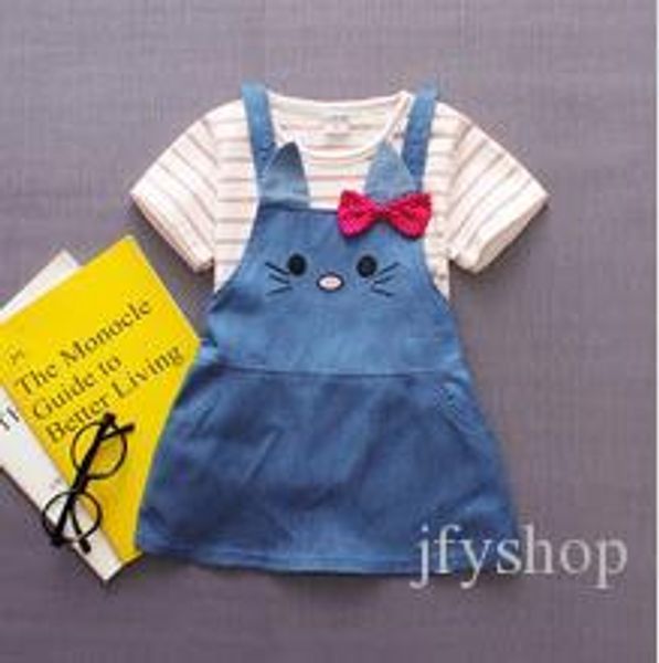 2pcs summer kids baby girl cotton striped t-shirt + dress outfit toddler clothes set casual short sleeve clothing, White
2pcs summer kids baby girl cotton striped t-shirt + dress outfit toddler clothes set casual short sleeve clothing, White