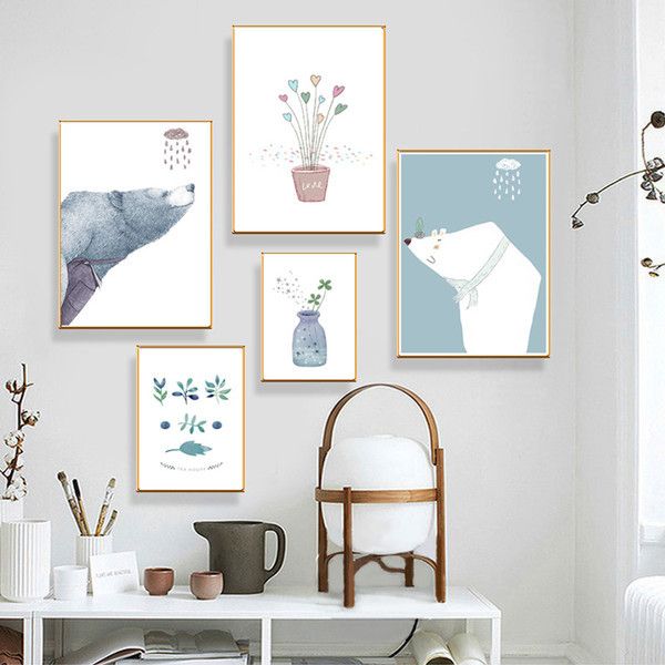 cartoon abstract polar bear raining vase leaves smiley canvas painting nordic wall art print picture poster home decoration
cartoon abstract polar bear raining vase leaves smiley canvas painting nordic wall art print picture poster home decoration