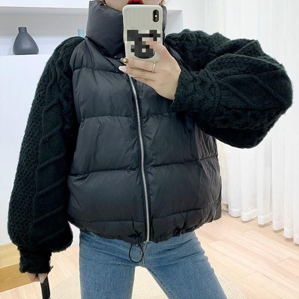 2019 winter knitted lantern sleeve parka patchwork women down jacket casual stand collar windproof warm female loose jacket, Black
2019 winter knitted lantern sleeve parka patchwork women down jacket casual stand collar windproof warm female loose jacket, Black