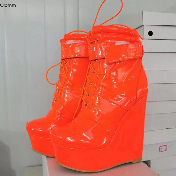 olomm handmade women platform ankle boots wedges high heel boots round toe shiny red pink party shoes women plus us size 5-15, Black
olomm handmade women platform ankle boots wedges high heel boots round toe shiny red pink party shoes women plus us size 5-15, Black