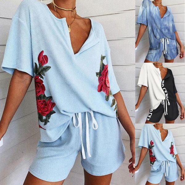 two piece set fashion women casual print short sleeve tracksuit nightwear shorts sleepwear set summer plus size clothes hot, White
two piece set fashion women casual print short sleeve tracksuit nightwear shorts sleepwear set summer plus size clothes hot, White