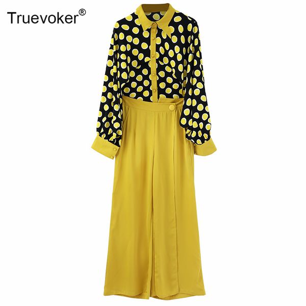 truevoker designer two pieces sets women's long sleeve yellow polka dot pritned blouses with wide legs pants suits, White
truevoker designer two pieces sets women's long sleeve yellow polka dot pritned blouses with wide legs pants suits, White