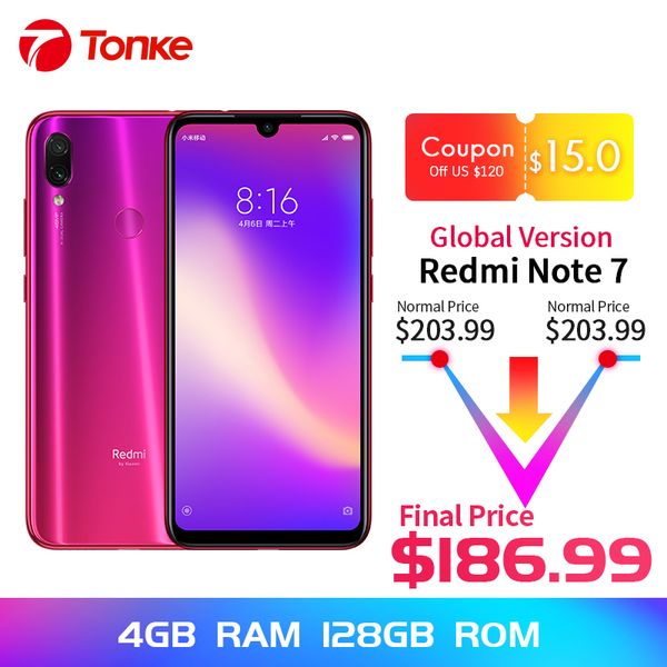 Global Version xiaomi Redmi Note 7 4GB RAM 128GB ROM cellphone Snapdragon 660 Octa Core 6.3" 19.5:9 Full Screen 48MP Dual Camera 
Global Version xiaomi Redmi Note 7 4GB RAM 128GB ROM cellphone Snapdragon 660 Octa Core 6.3" 19.5:9 Full Screen 48MP Dual Camera