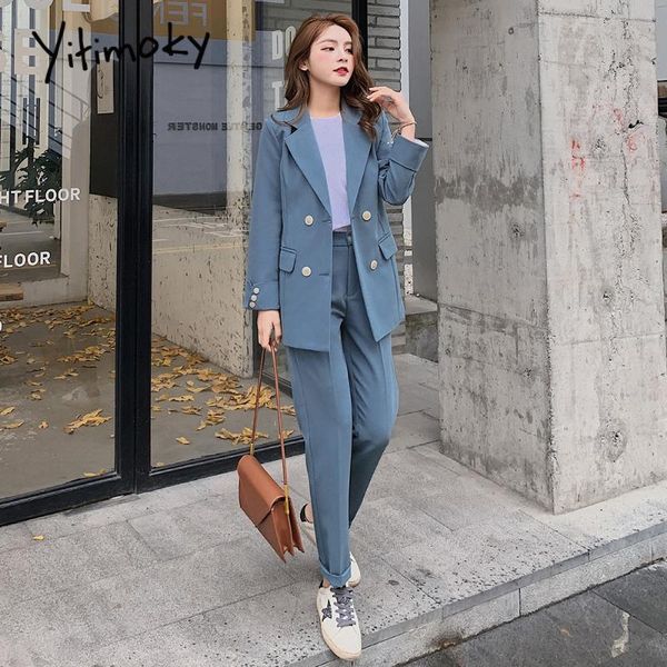 pant suits for women elegant office lady blazer set jacket women pant suits formal korean 2 pieces japanese blue 2020 autumn new, White;black
pant suits for women elegant office lady blazer set jacket women pant suits formal korean 2 pieces japanese blue 2020 autumn new, White;black