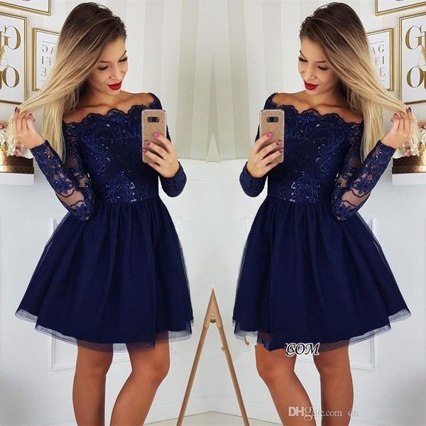 2020 new navy blue tulle long sleeve short homecoming dresses lace applique beaded cocktail graduation party dresses gown sweet 15 dresses, Blue;pink
2020 new navy blue tulle long sleeve short homecoming dresses lace applique beaded cocktail graduation party dresses gown sweet 15 dresses, Blue;pink