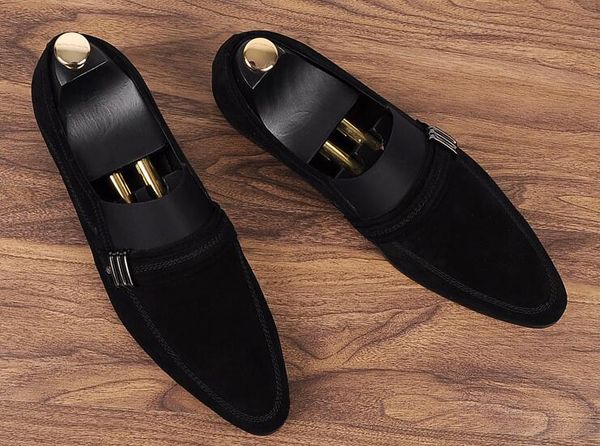 new designer men dress shoes vintage suede loafers genuine leather england brand dress leather shoes luxury pointed toe office wedding party, Black
new designer men dress shoes vintage suede loafers genuine leather england brand dress leather shoes luxury pointed toe office wedding party, Black