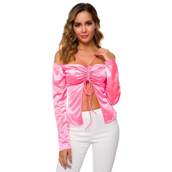 pink backless women bandage clothing womens off shoulder satin silk ladies short summer streetwear, White
pink backless women bandage clothing womens off shoulder satin silk ladies short summer streetwear, White