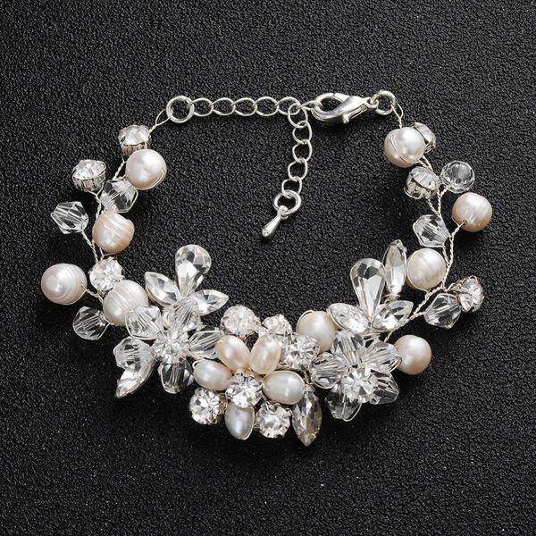slbridal handmade silver clear crystal wedding bracelet rhinestones freshwater pearls bridal bracelet bridesmaids women jewelry, Golden;silver
slbridal handmade silver clear crystal wedding bracelet rhinestones freshwater pearls bridal bracelet bridesmaids women jewelry, Golden;silver