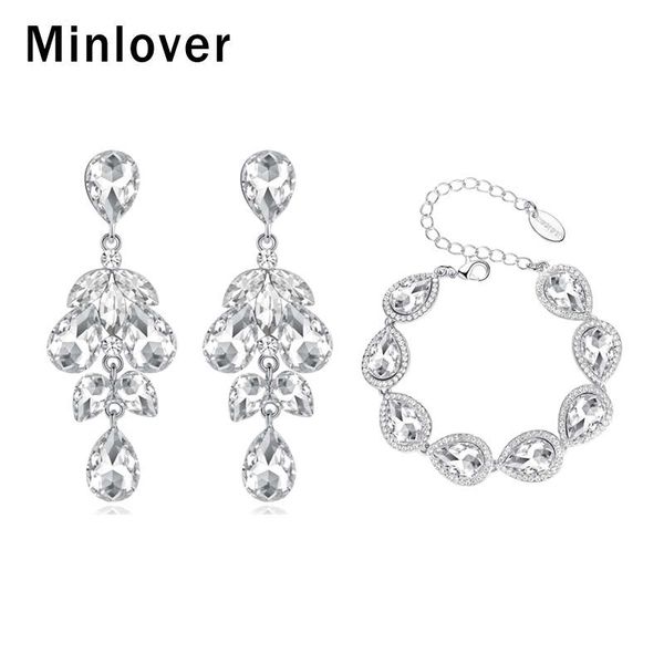 minlover teardrop crystal wedding bridal jewelry sets silver color water drop earrings bracelet set for bride women accessories
minlover teardrop crystal wedding bridal jewelry sets silver color water drop earrings bracelet set for bride women accessories
