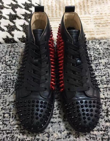 classic designer brand studded spike flat men shoe red bottom shoes for mens women party lovers high leather sneakers 35-46ing, Black
classic designer brand studded spike flat men shoe red bottom shoes for mens women party lovers high leather sneakers 35-46ing, Black