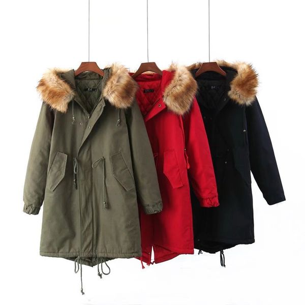 women parka cotton coat fur collar cuff hooded coat detachable parkas outwear long winter warm clothes, Black
women parka cotton coat fur collar cuff hooded coat detachable parkas outwear long winter warm clothes, Black