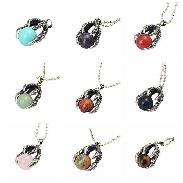 men's and women's pendant jewelry antique silver tribal pendant necklace retro embossed dragon claw round natural stone ball neckl
men's and women's pendant jewelry antique silver tribal pendant necklace retro embossed dragon claw round natural stone ball neckl
