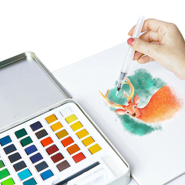 Transparent Solid Watercolor Set Beginner Sketch Watercolor Paint 36/48 Color Iron Box Art Supplies Art Supplies
