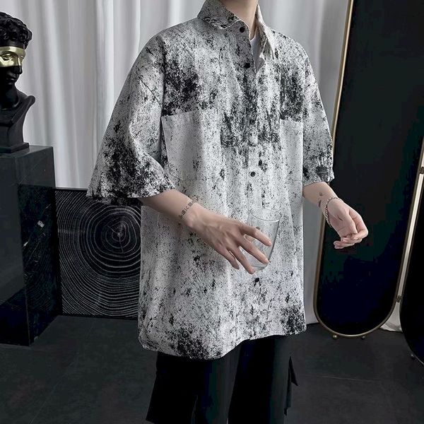 men's casual shirts tie dye mens hansome shirt button up short sleeve blouse black clothing streetwear summer gothic couple top, White;black
men's casual shirts tie dye mens hansome shirt button up short sleeve blouse black clothing streetwear summer gothic couple top, White;black