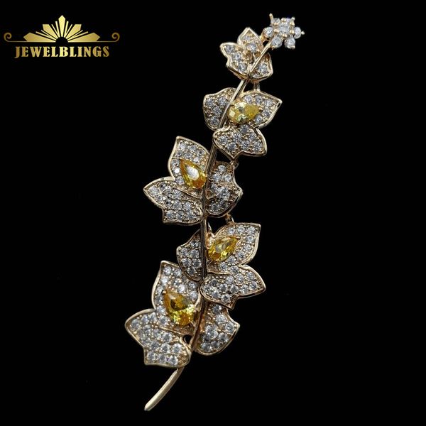 charming elegant vine plant branch yellow flowers brooch gold tone micro pave and pear shaped cz floral vane pin bridal jewelry, Gray
charming elegant vine plant branch yellow flowers brooch gold tone micro pave and pear shaped cz floral vane pin bridal jewelry, Gray