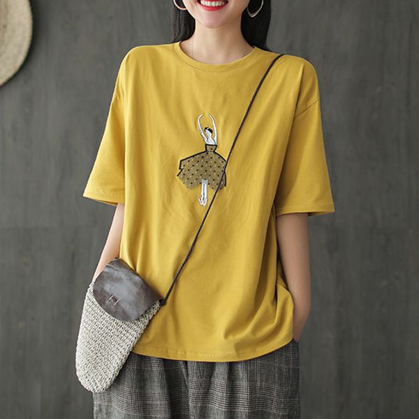 women 100% cotton t shirt tees tshirt short sleeve big loose embroidery beauty casual fashion for summer az19521536, White
women 100% cotton t shirt tees tshirt short sleeve big loose embroidery beauty casual fashion for summer az19521536, White