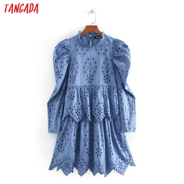 tangada women ruffles embroidery blue cotton dress puff long sleeve back button females summer mini dresses vestidos ce218, Black;gray
tangada women ruffles embroidery blue cotton dress puff long sleeve back button females summer mini dresses vestidos ce218, Black;gray