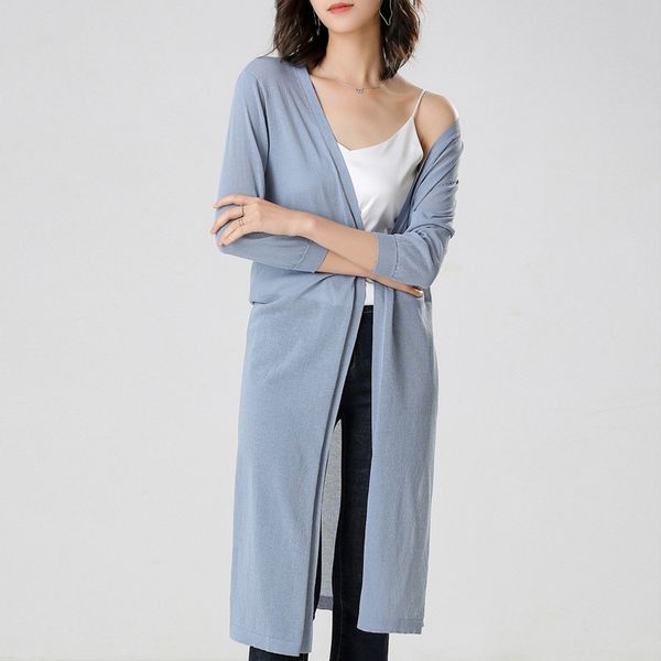 2019 summer new solid color long knitted cardigans women casual thin v-neck open stitch knitted sweaters women's clothing, White
2019 summer new solid color long knitted cardigans women casual thin v-neck open stitch knitted sweaters women's clothing, White