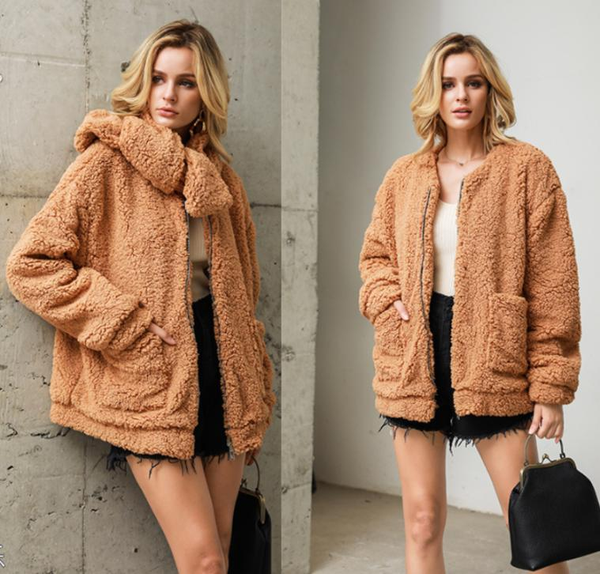 scarf removable collar long sleeve hairy winter warm casual women pocket lambswool jacket coat, Black
scarf removable collar long sleeve hairy winter warm casual women pocket lambswool jacket coat, Black