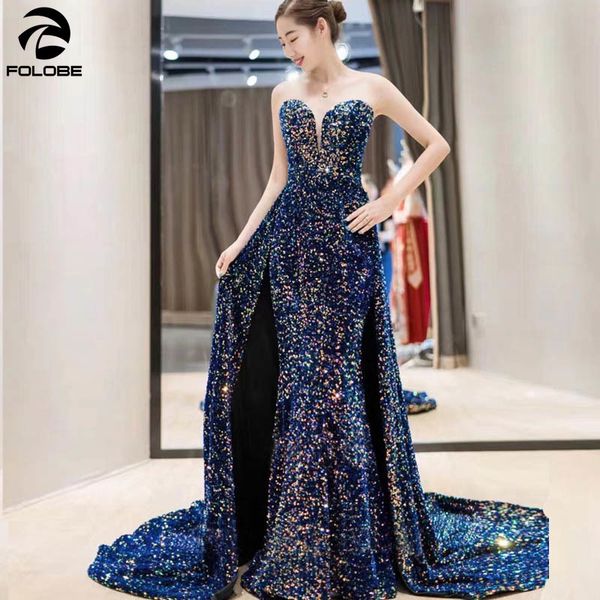 blue mermaid shiny sequined evening dresses 2020 new sweetheart neck elegant formal party long prom gowns vestido de festa, White;black 
blue mermaid shiny sequined evening dresses 2020 new sweetheart neck elegant formal party long prom gowns vestido de festa, White;black