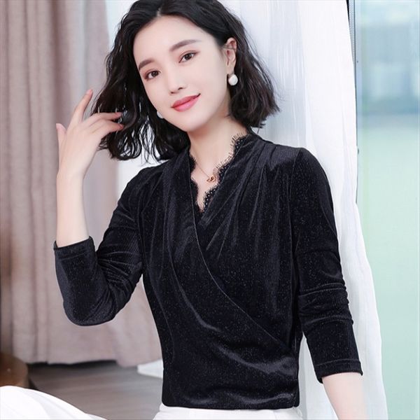 angela t- autumn 2019 waist long sleeve t-shirt western style gold velvet women's base shirt fashion, White
angela t- autumn 2019 waist long sleeve t-shirt western style gold velvet women's base shirt fashion, White