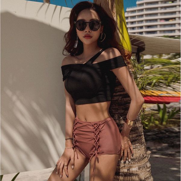 temperament simple size chest gathered high waist belly-covering split women's swimsuit swimsuit spring, Black
temperament simple size chest gathered high waist belly-covering split women's swimsuit swimsuit spring, Black