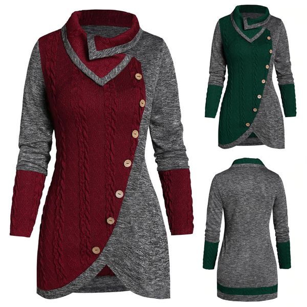 plus size women o-neck long solid botton pachwork asymmetric sweater elegant women's sweater plus size jersey mujer f1, White;black
plus size women o-neck long solid botton pachwork asymmetric sweater elegant women's sweater plus size jersey mujer f1, White;black