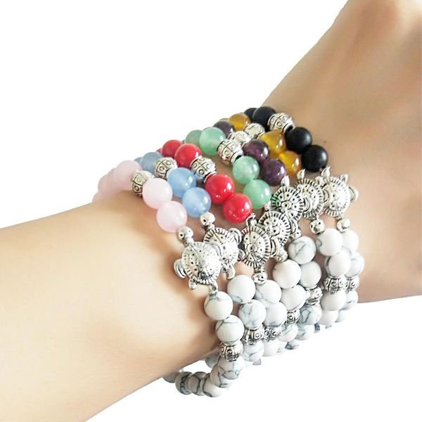 cute elephant turtle natural stone&howlite stone bracelet women black lava&pink crystal healing balance beads yoga bracelet, Golden;silver
cute elephant turtle natural stone&howlite stone bracelet women black lava&pink crystal healing balance beads yoga bracelet, Golden;silver
