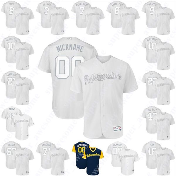 Brewers 2019 Players Weekend Jersey Manny Pina Hernan Perez Yasmani Grandal Travis Shaw Eric Thames Brandon Woodruff Jeremy Jeffress Nelson
Brewers 2019 Players Weekend Jersey Manny Pina Hernan Perez Yasmani Grandal Travis Shaw Eric Thames Brandon Woodruff Jeremy Jeffress Nelson