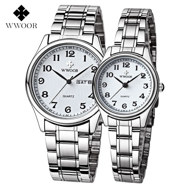 wwoor business couple silver stainless steel watches men women quartz lover's watch date quartz wristwatches montre femme homme, Slivery;brown
wwoor business couple silver stainless steel watches men women quartz lover's watch date quartz wristwatches montre femme homme, Slivery;brown
