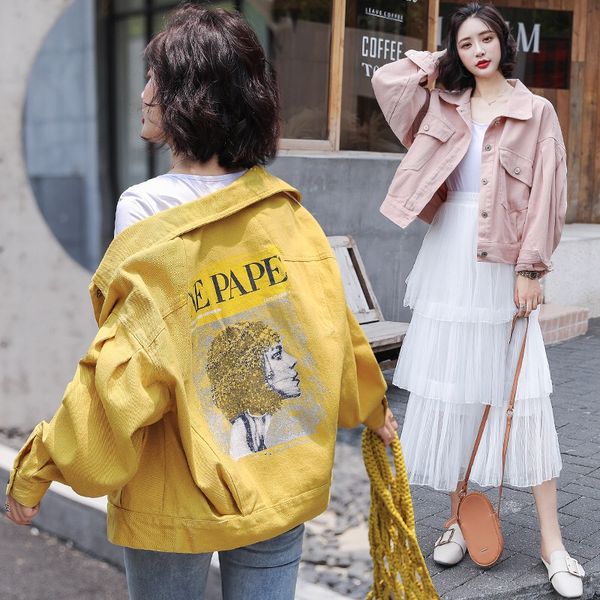 fashion candycolor jeans jacket 2019 autumn women's graffiti printing long sleeve casual loose denim jacket student basic coat, Black;brown
fashion candycolor jeans jacket 2019 autumn women's graffiti printing long sleeve casual loose denim jacket student basic coat, Black;brown