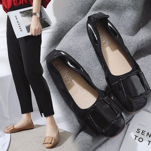 single shoes female soft bottom square head flat shoes shallow mouth pregnant women mother female new, Black
single shoes female soft bottom square head flat shoes shallow mouth pregnant women mother female new, Black