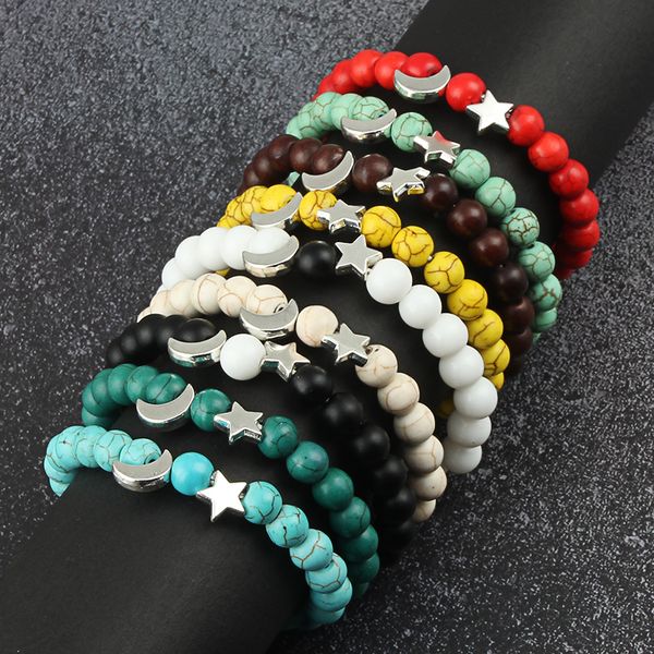 fashion silver star moon beaded bracelets for women charm natural blue turquoises matte black white stone bracelet chain jewelry, Golden;silver
fashion silver star moon beaded bracelets for women charm natural blue turquoises matte black white stone bracelet chain jewelry, Golden;silver