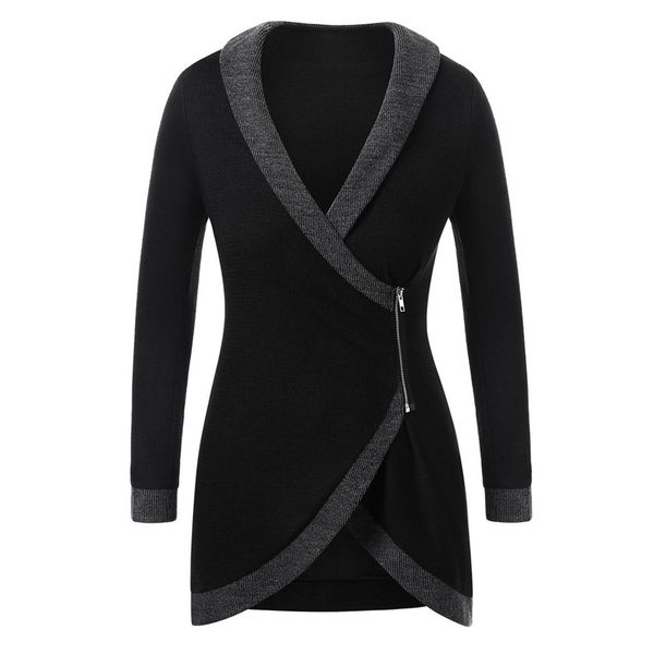 womail fashion women knitted long coat shawl collar contrast trim side zipper cardigan women's long sleeve coat m301201, Black;white
womail fashion women knitted long coat shawl collar contrast trim side zipper cardigan women's long sleeve coat m301201, Black;white