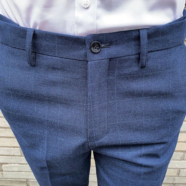 2020 men's spring autumn fashion business casual long pants blue plaid suit pants male office formal dress trousers slim fit p43, White;black
2020 men's spring autumn fashion business casual long pants blue plaid suit pants male office formal dress trousers slim fit p43, White;black