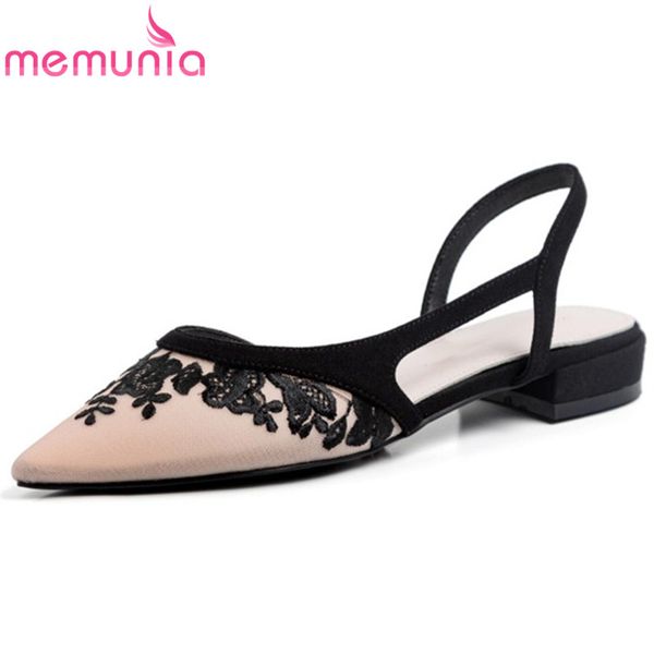MEMUNIA 2020 new arrival women sandals pointed toe mesh +suede leather embroidered elegant casual shoes ladies low heels, Black
MEMUNIA 2020 new arrival women sandals pointed toe mesh +suede leather embroidered elegant casual shoes ladies low heels, Black