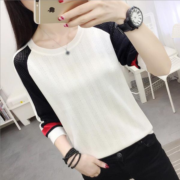 girls hollow breathable knitted sweater women loose round neck color matching cropped sleeves pullover jumper female 2020 spring, White;black
girls hollow breathable knitted sweater women loose round neck color matching cropped sleeves pullover jumper female 2020 spring, White;black