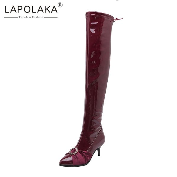 lapolaka new 34-48 over the knee boots ladies thigh high boots 2019 autumn winter patent pu high heels party shoes woman, Black
lapolaka new 34-48 over the knee boots ladies thigh high boots 2019 autumn winter patent pu high heels party shoes woman, Black