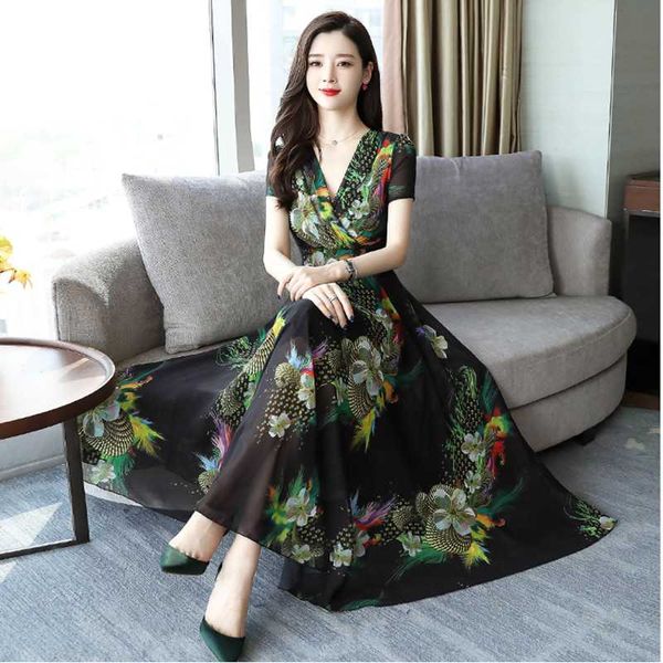 2020 summer new vintage dress women v-neck silk flower green dress printing temperament seaside vacation clothes plus size, Black;gray
2020 summer new vintage dress women v-neck silk flower green dress printing temperament seaside vacation clothes plus size, Black;gray