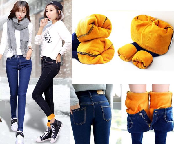 women winter thick thermal warm fleece nap jeans high waist trousers slim pants, Blue
women winter thick thermal warm fleece nap jeans high waist trousers slim pants, Blue