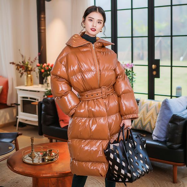 2019 women winter coat woman luxury glossy patent leather down padded jacket long windproof snow warm parka female clothes yl504, Black
2019 women winter coat woman luxury glossy patent leather down padded jacket long windproof snow warm parka female clothes yl504, Black