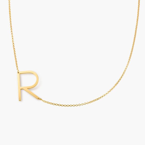 

beautiful bridesmaid 26 letter necklace big gold alphabet/letter custom sideways initial necklace sterling silver 925 christmas