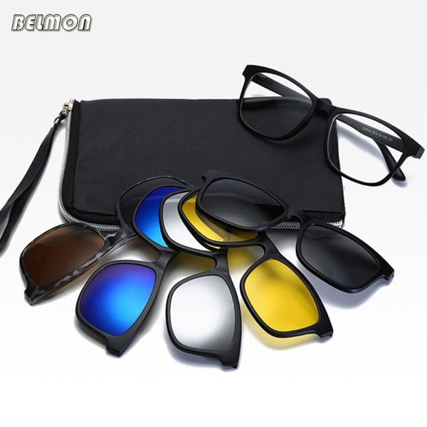 belmon 6 in 1 spectacle frame men women with 5 pcs clip on polarized sunglasses magnetic glasses male computer optical 2201, Black
belmon 6 in 1 spectacle frame men women with 5 pcs clip on polarized sunglasses magnetic glasses male computer optical 2201, Black